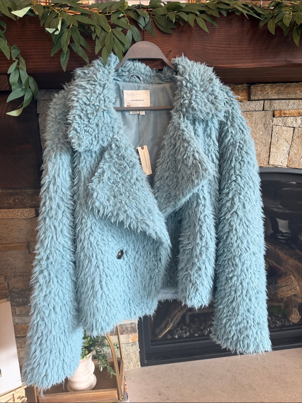 Anthropology NWT Light Blue Faux SHERPA Jacket - Women